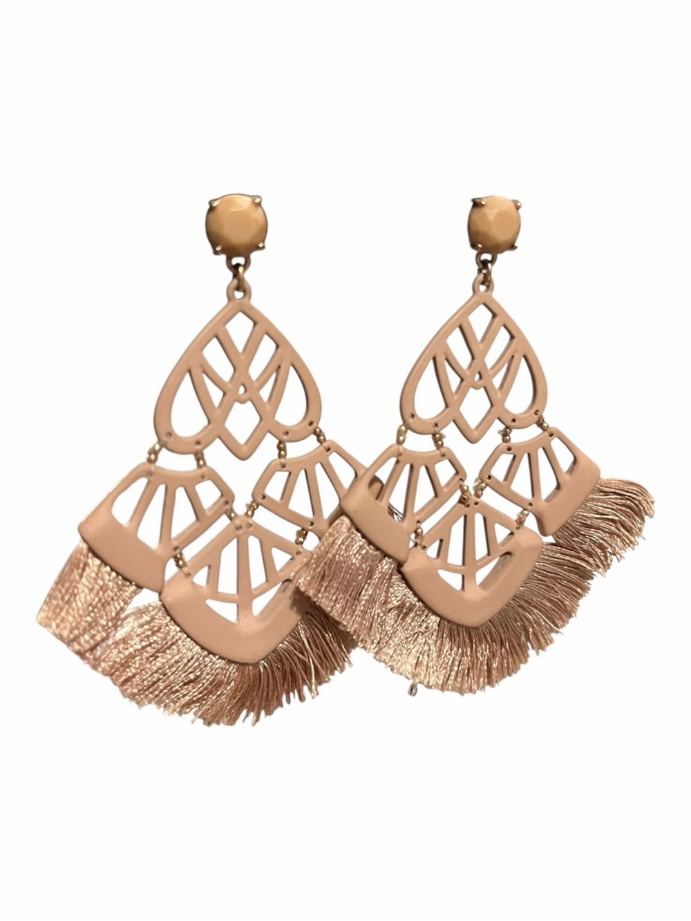 Stella & Dot Blush Rose Gold Fringe Statement Earrings